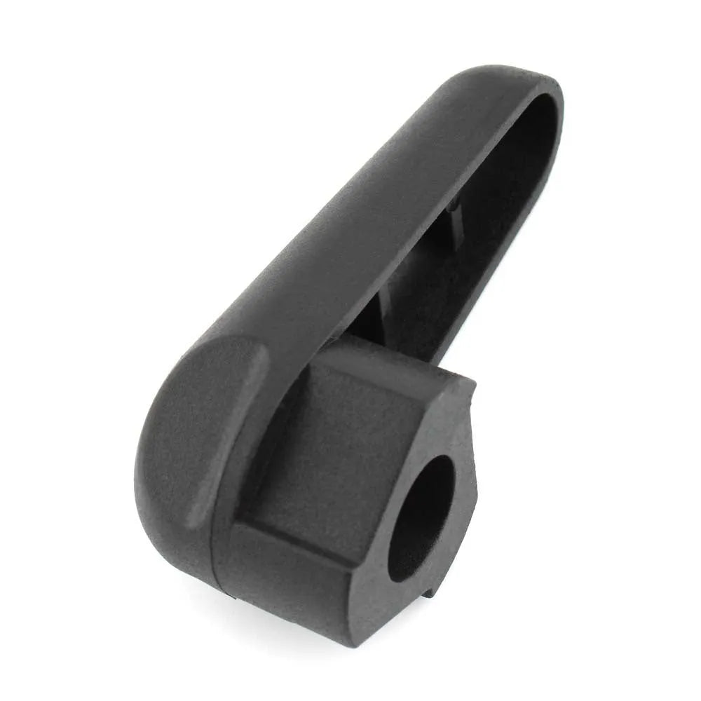 Black nylon quick release wrench for BMW motorcycle engine oil cap, shown with packaging.