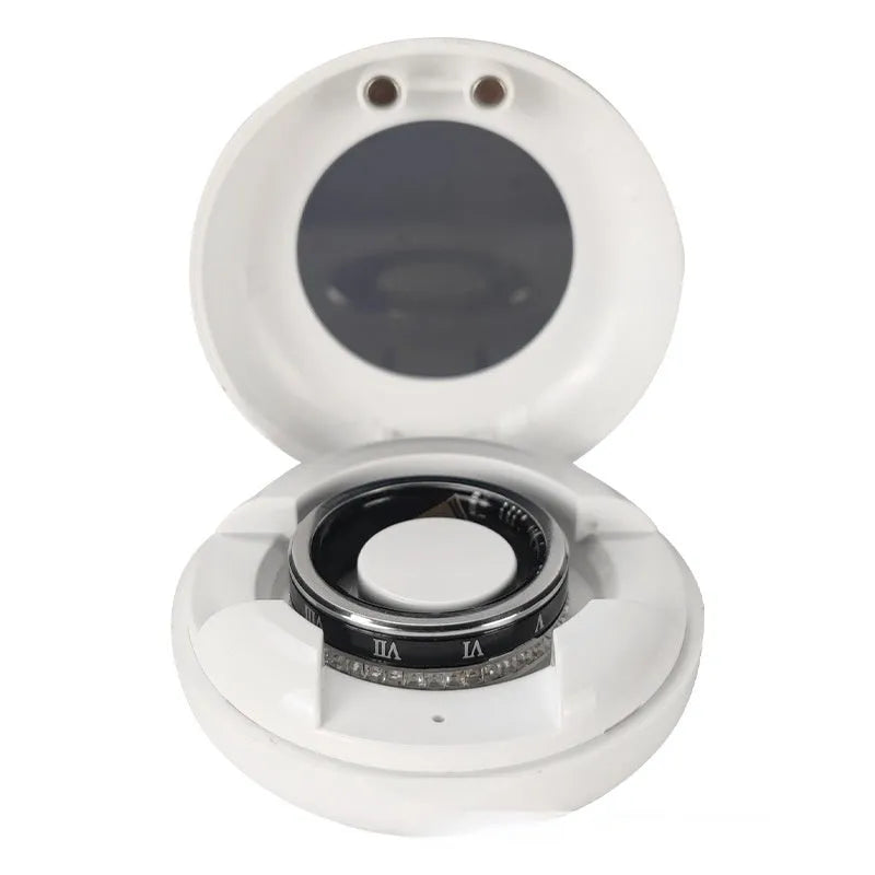 Diamond-inlaid smart ring with blood oxygen monitoring in gold and silver colour options