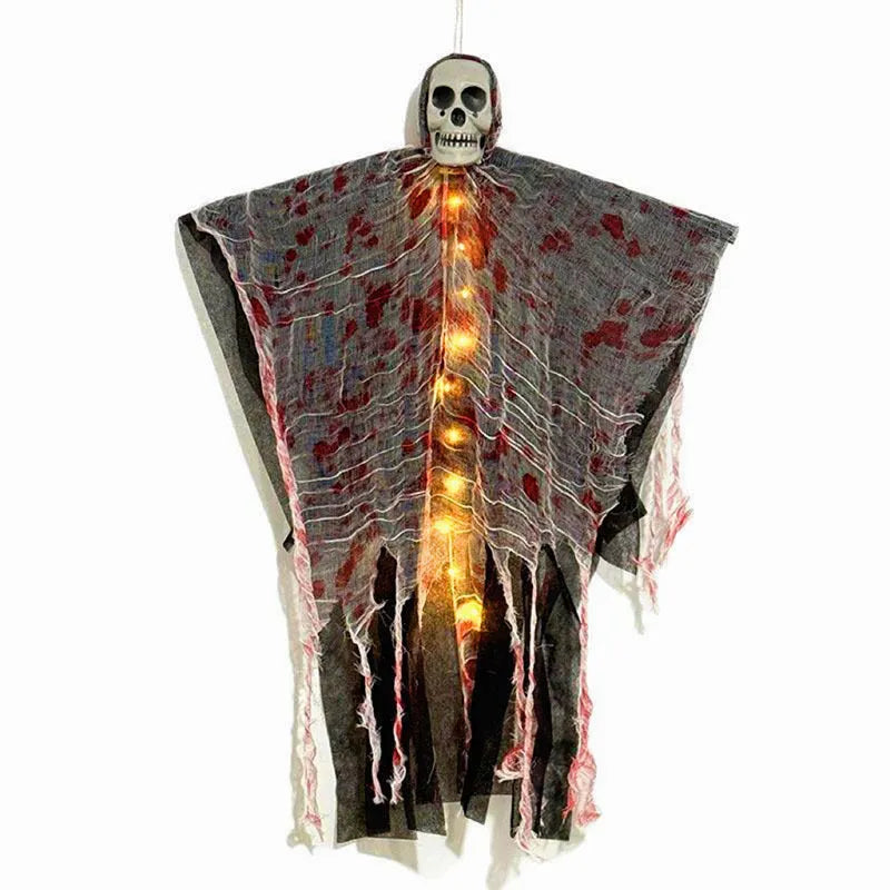 Halloween decoration blood-dyed luminous skull hanging ghost ornament for outdoor display