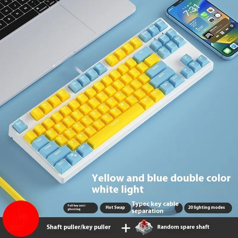87-key mechanical gaming keyboard with dual-colour keycaps and hot-swappable switches