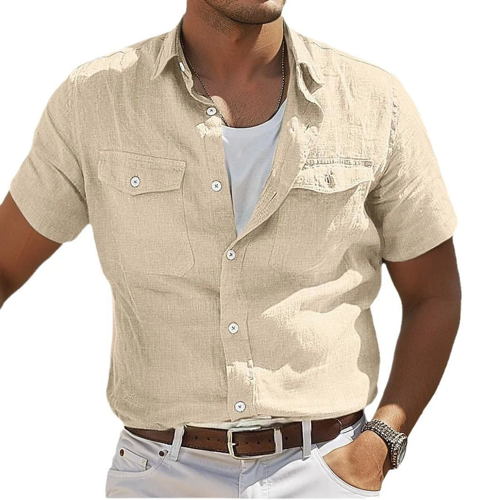 Men's loose fit cotton shirt in cardigan style for casual summer wear