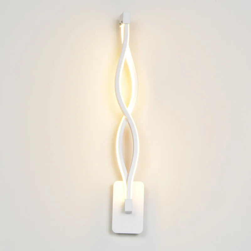 LED aluminum wave wall light 16W with black finish and warm light effect