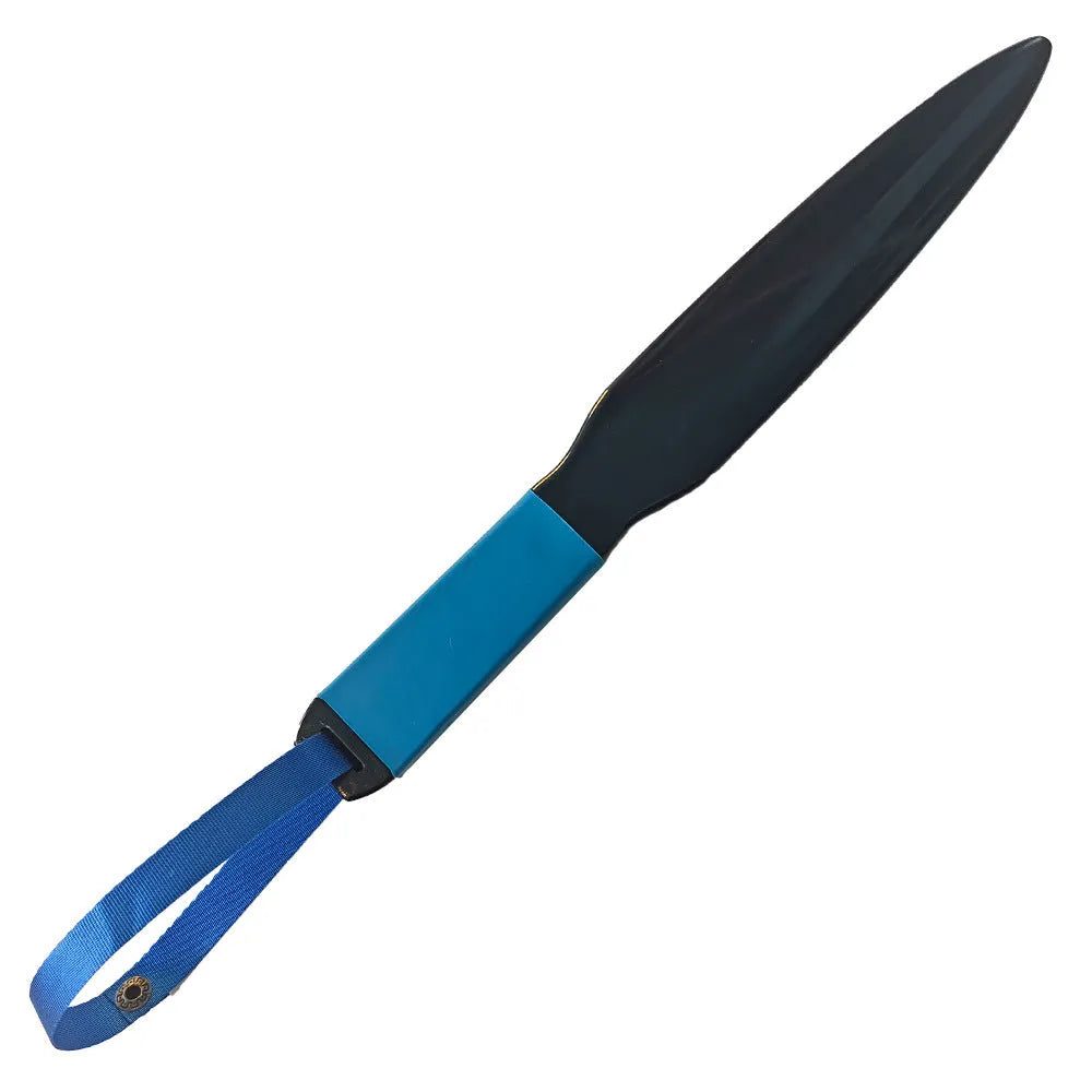 Blue handled nylon dog break stick training tool measuring 35 cm in length.