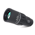 Black 16x52 high-power monocular with 52mm objective lens and green film coating