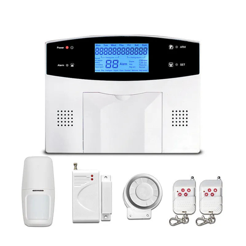 White dual network anti-theft alarm host with mobile card and phone line alarm capability