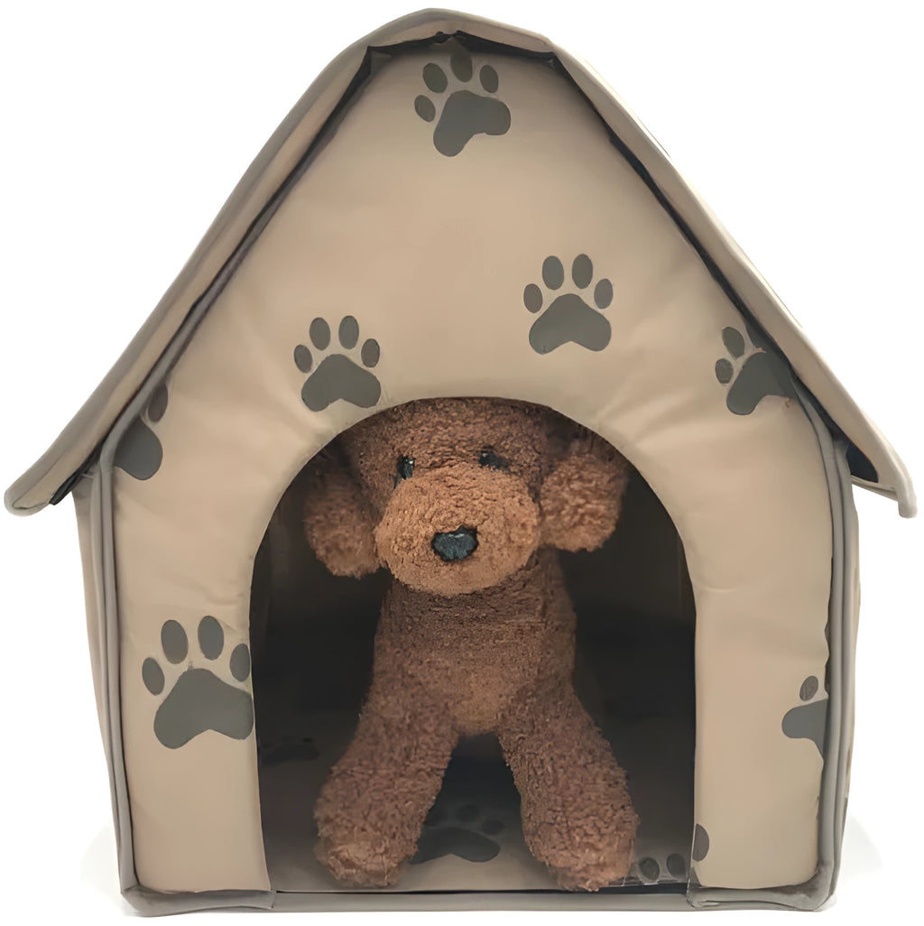 Foldable brown fabric dog mattress for cage, 47x49x49 cm, with door opening 22x26 cm