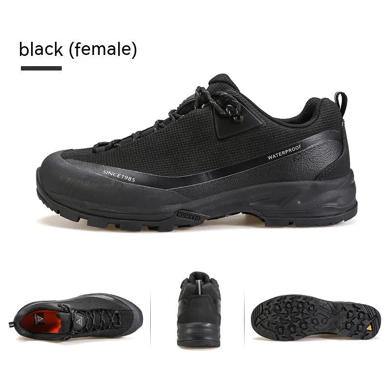 Men's low-top mountain climbing shoes with leather mesh upper and non-slip rubber soles