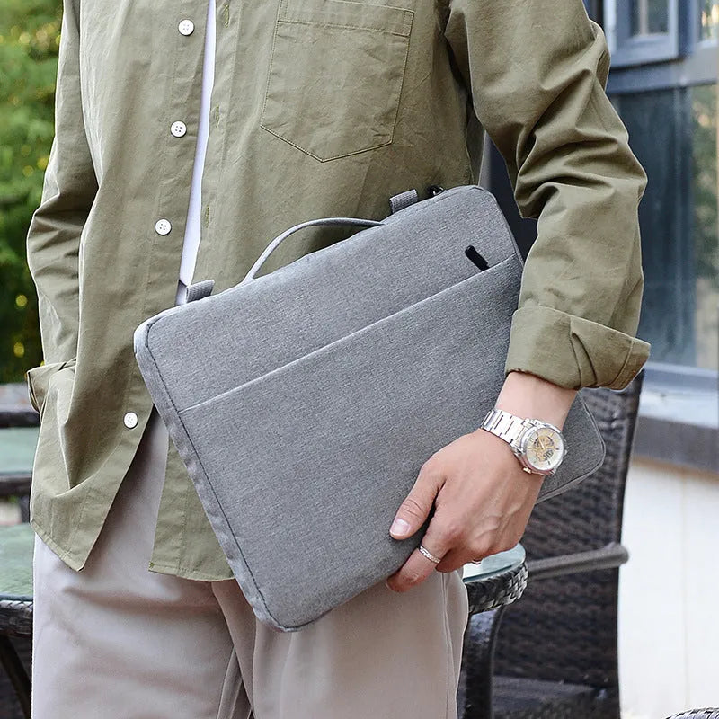 New Fashion Light Liner Laptop Bag Oxford Cloth Shockproof 11-16 Inch Urban Simple Solid Colour Neutral Computer Bag for Men Women Black Gray Pink Seam Detail