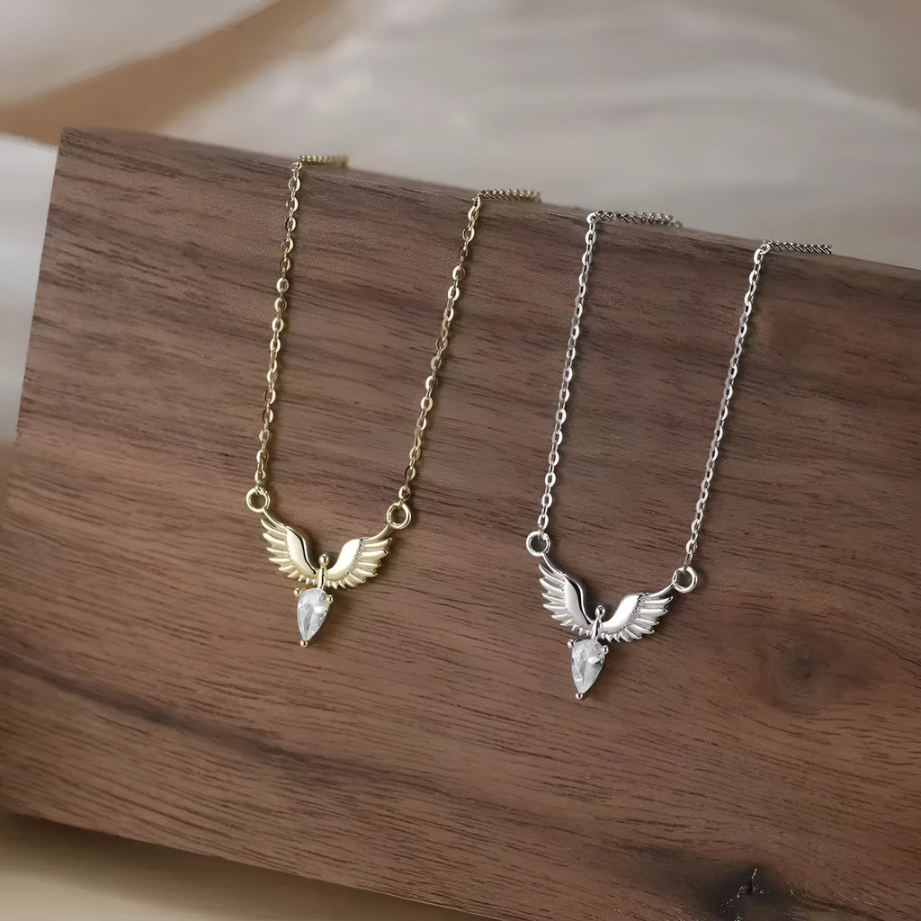 Sterling silver eagle pendant necklace on O-ring chain with adjustable 41-50cm length in Korean minimalist style
