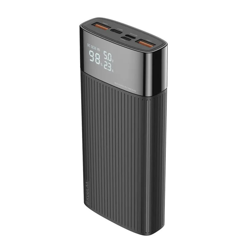 20000mAh two-way fast charge power bank with QC 3.0 and USB PD ports in black