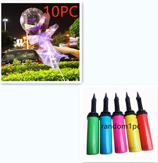 Transparent LED luminous DIY balloon rose bouquet with integrated lights for decoration.