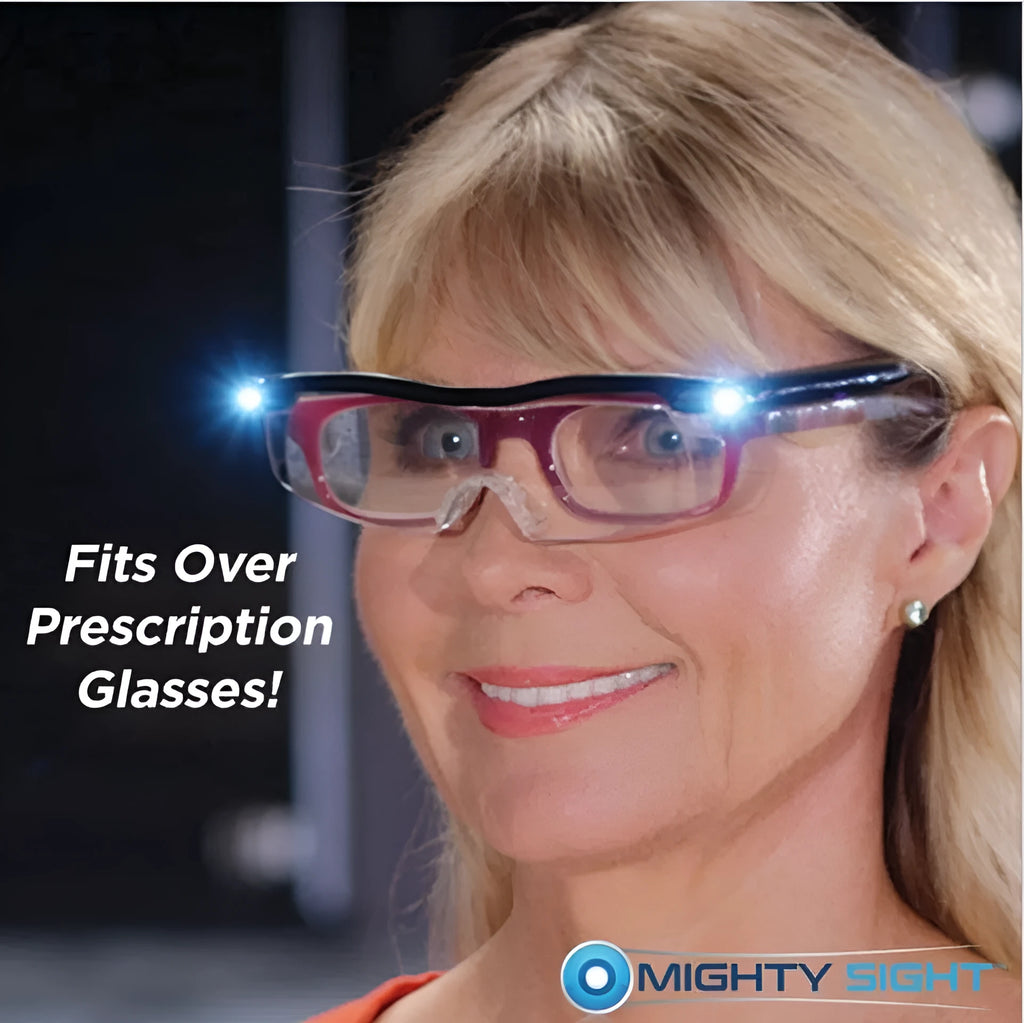 Transparent black USB LED reading glasses with integrated illumination