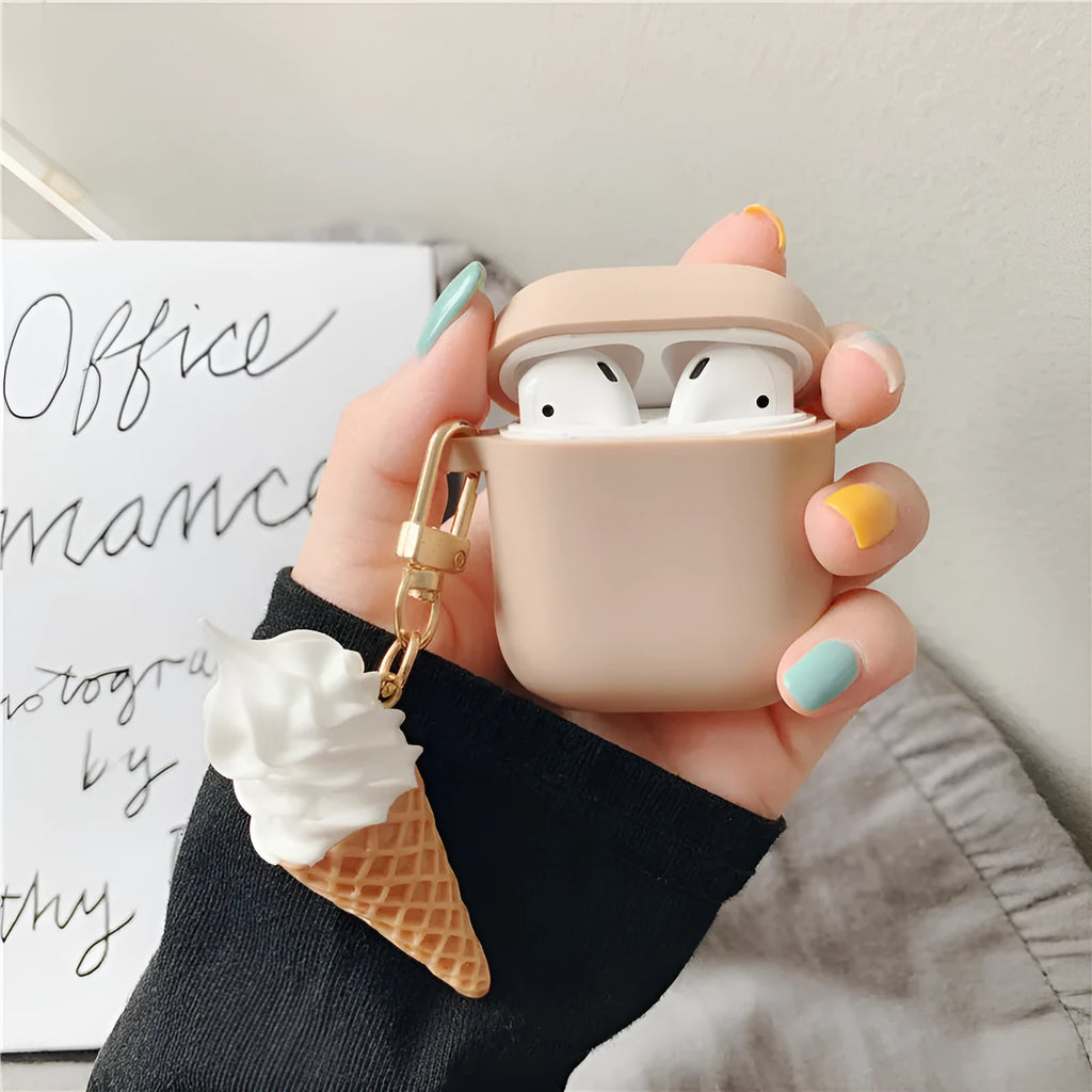 Silicone protective case for Apple AirPods 2 wireless earbuds with cylinder ice cream design
