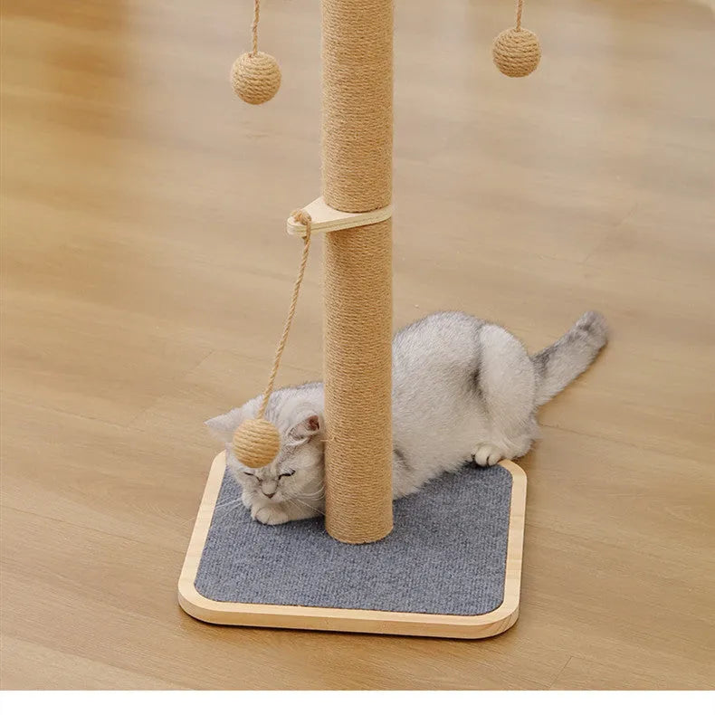 Scratch-resistant chip hanging ball cat climbing frame with pine wood and carpet leather construction