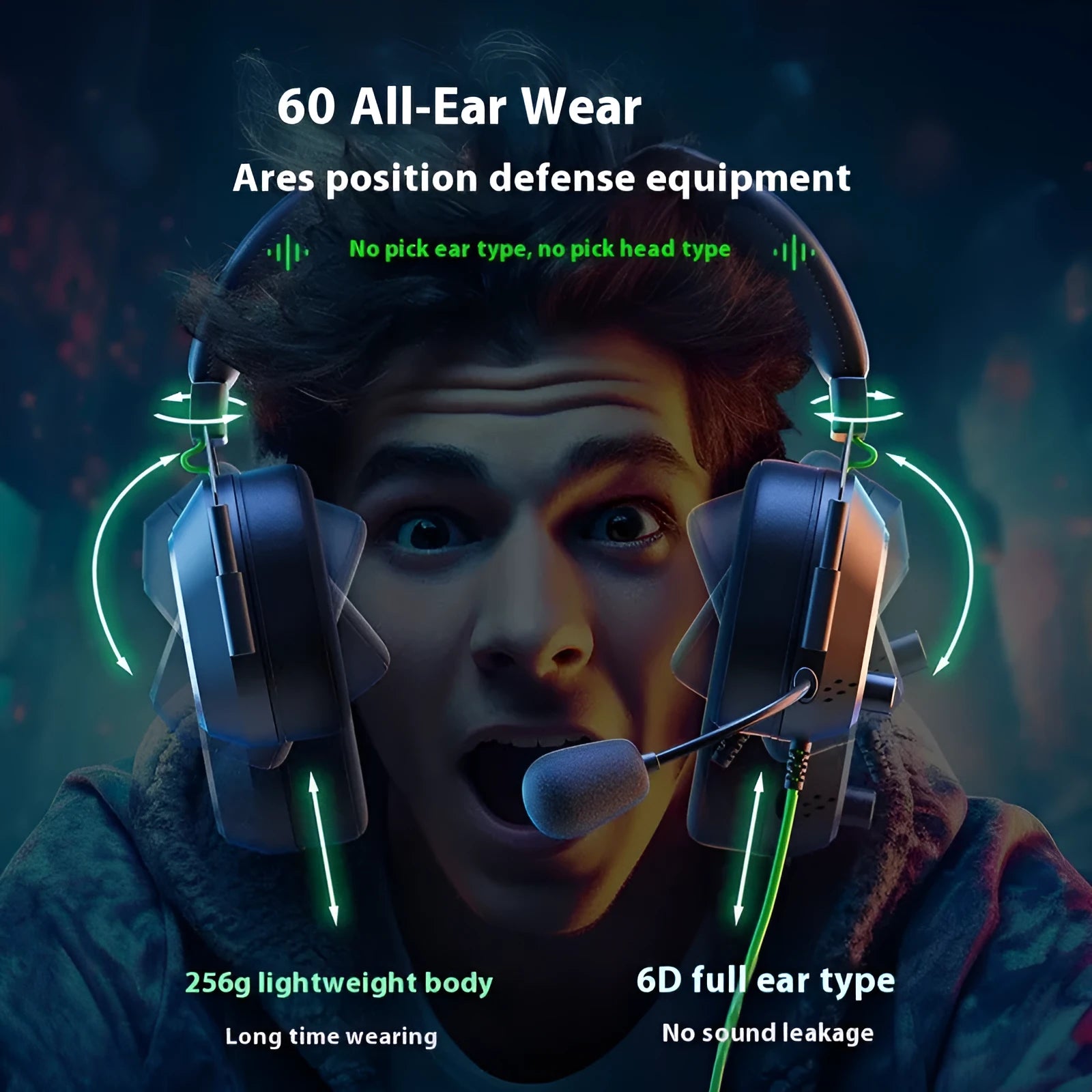 G810 wired gaming headset with microphone, black, L-shaped 3.5mm plug and TPE cable