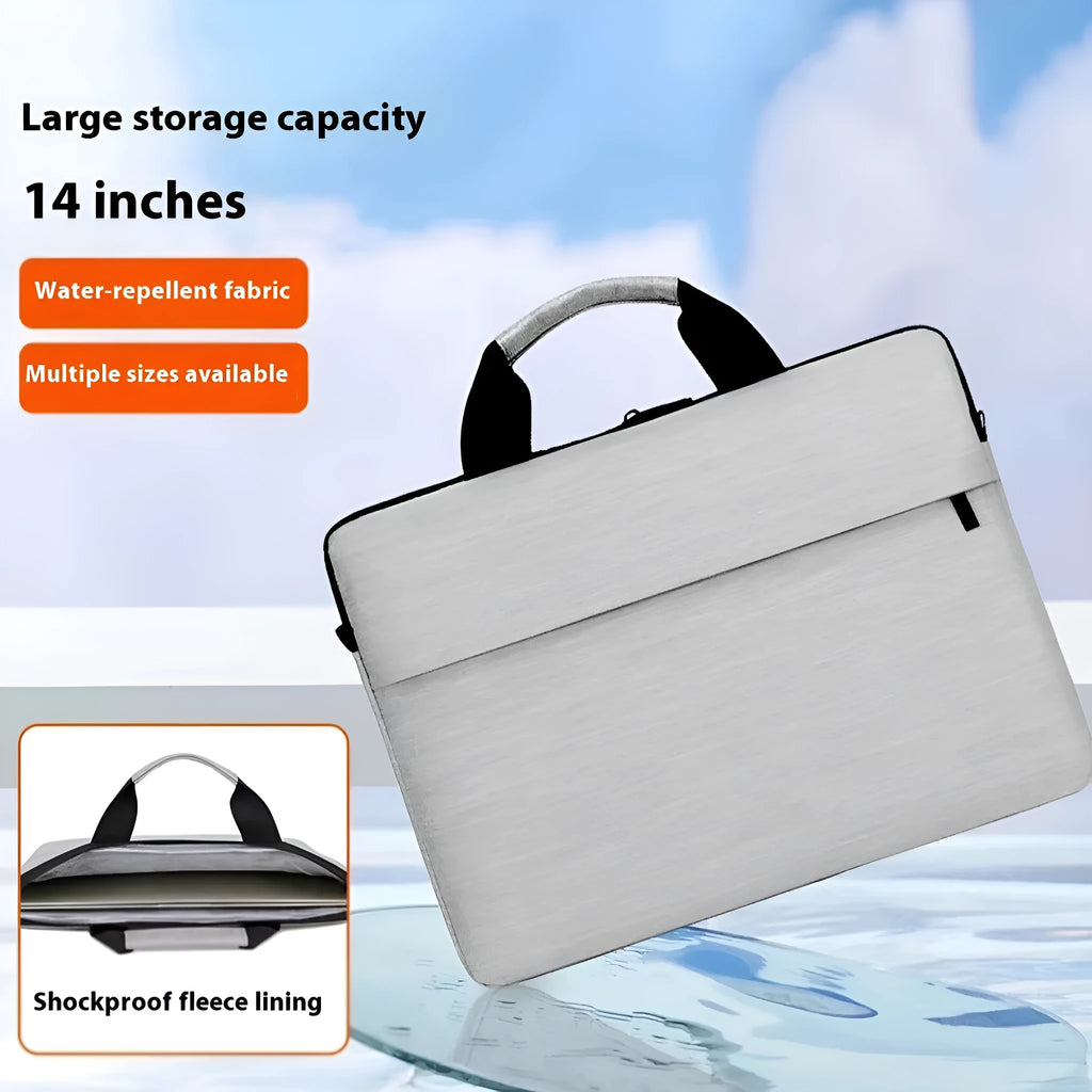 Gray lightweight Oxford cloth men's laptop bag with polyester inner lining and sewing thread detail
