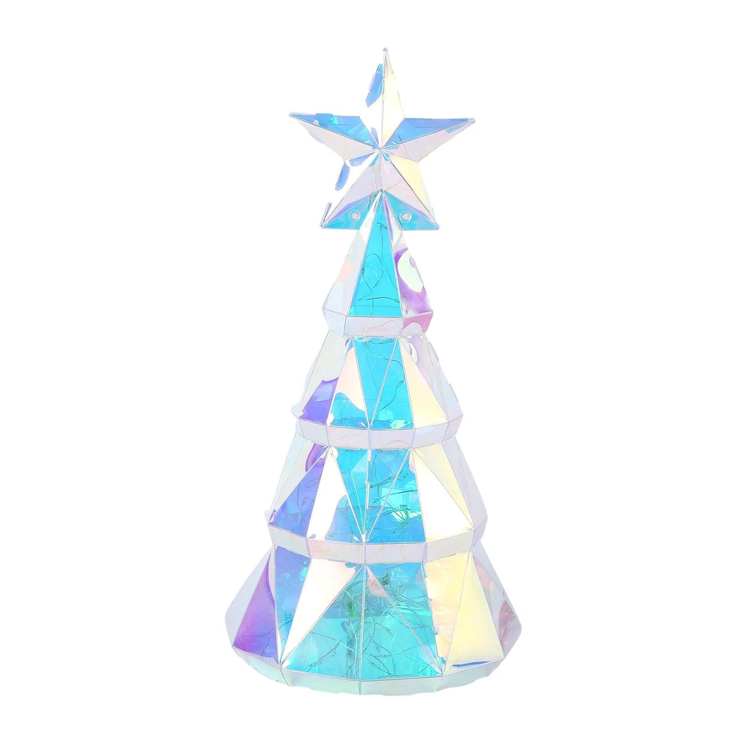 Colourful cartoon Christmas tree light decoration made from PET plastic, dimensions 14.5x4.8x20cm
