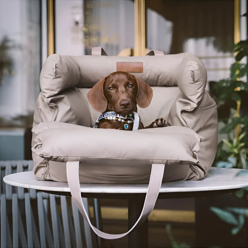 Green waterproof pet car nest with removable cover for dogs, dimensions 55cm by 50cm by 45cm