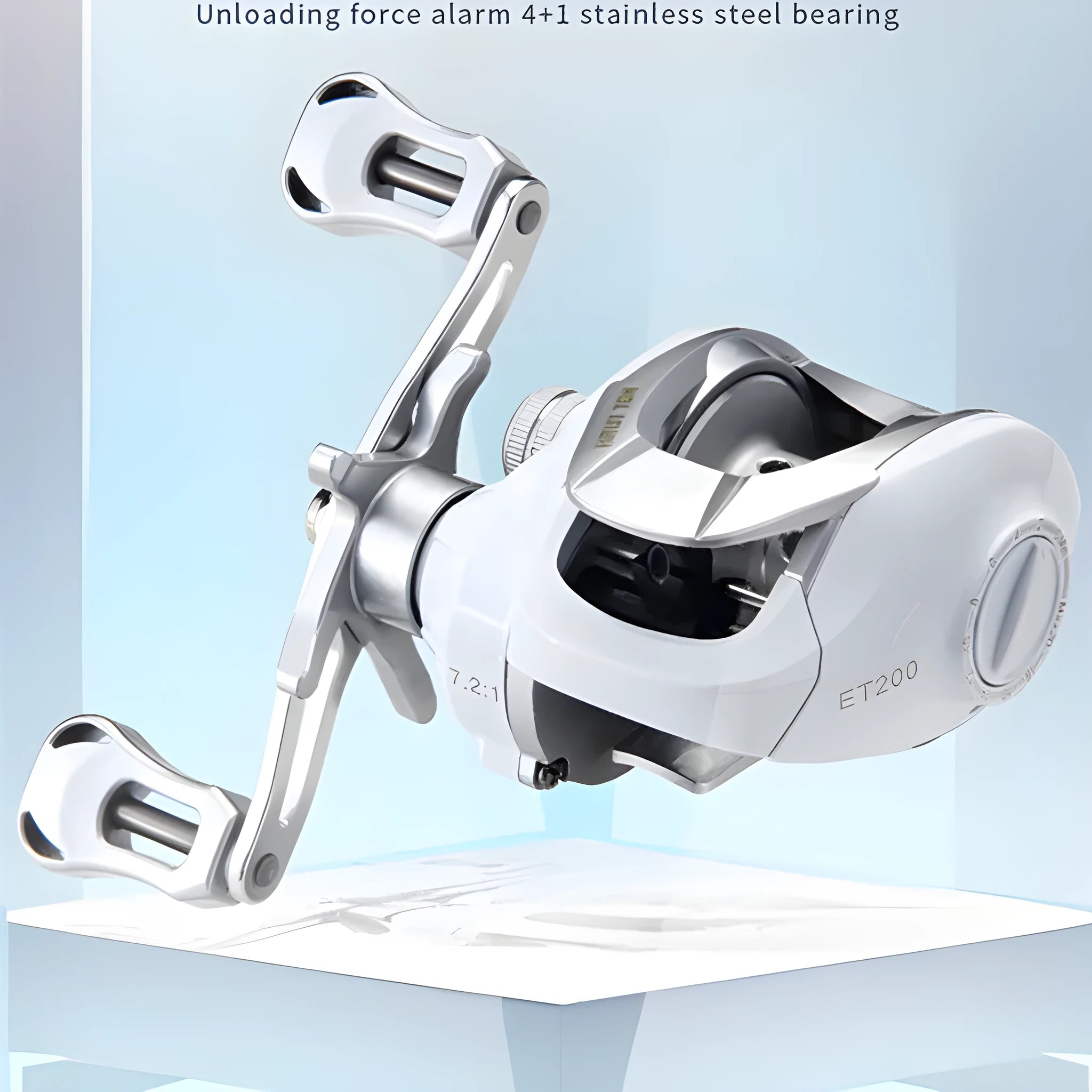 Small white micro bait casting fishing reel with drip wheel mechanism