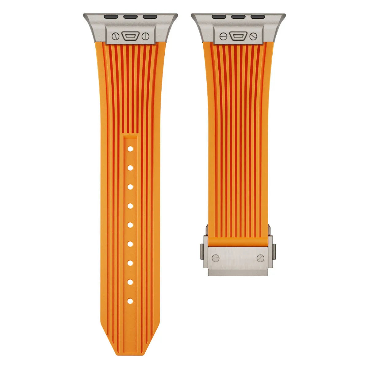 Silicone watch strap for Apple Watch in black with minimalist design for 42/44/45/49mm case