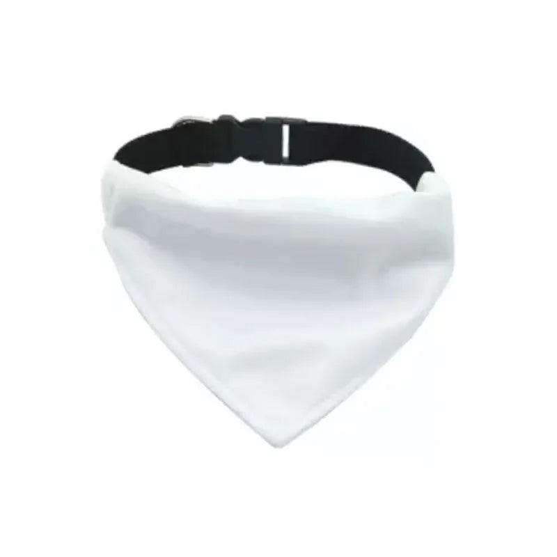 Blank white polyester dog scarf for thermal transfer, size M 19cm x 11.5cm