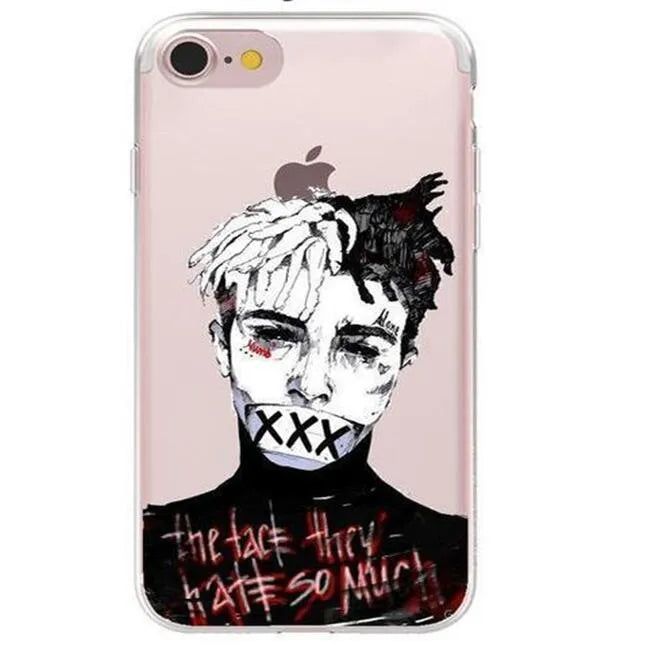XXTENTACION design transparent iPhone case with patterned artwork and matte finish