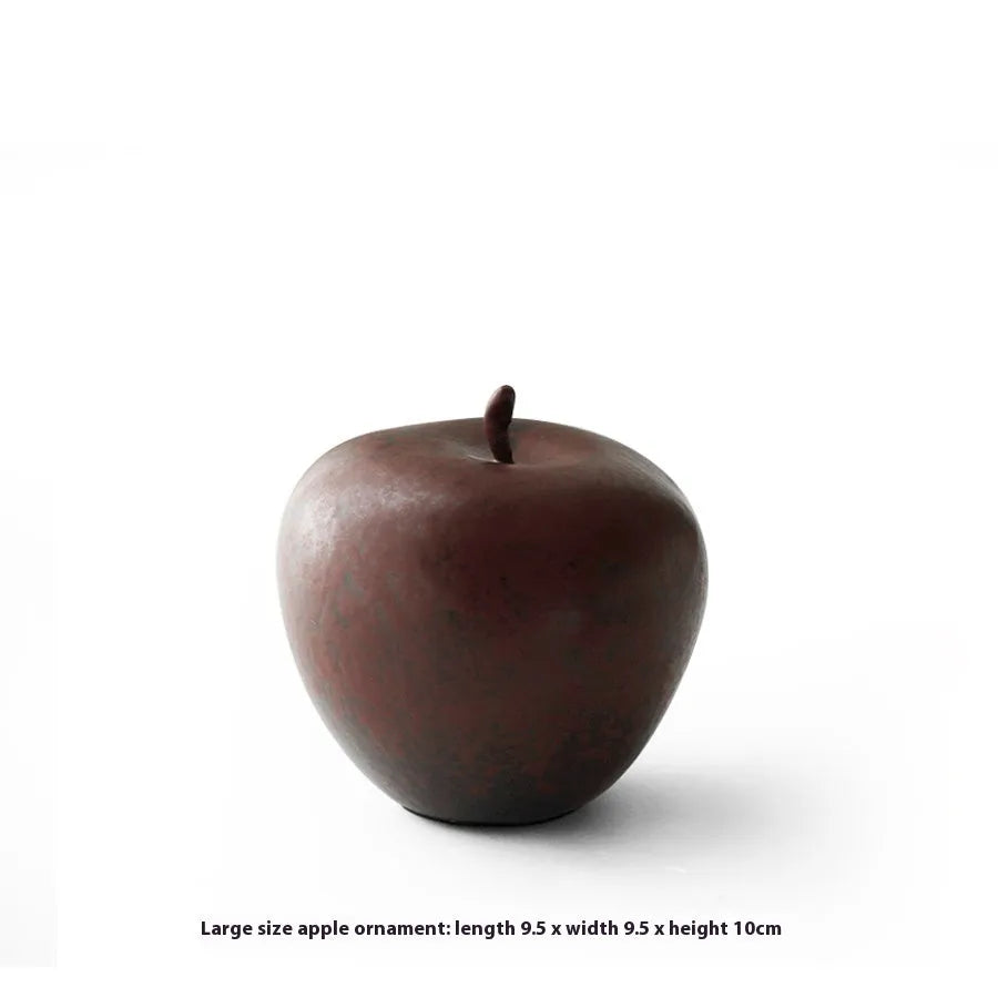 Ceramic simulated apple ornament in retro Chinese style for desktop decoration