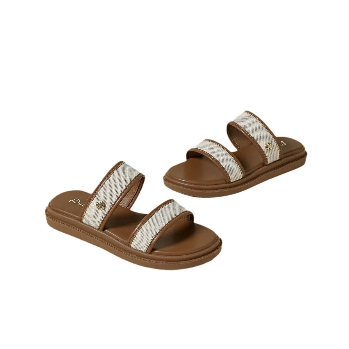 Women's vintage brown flip-flops with soft-bottom construction and retro design