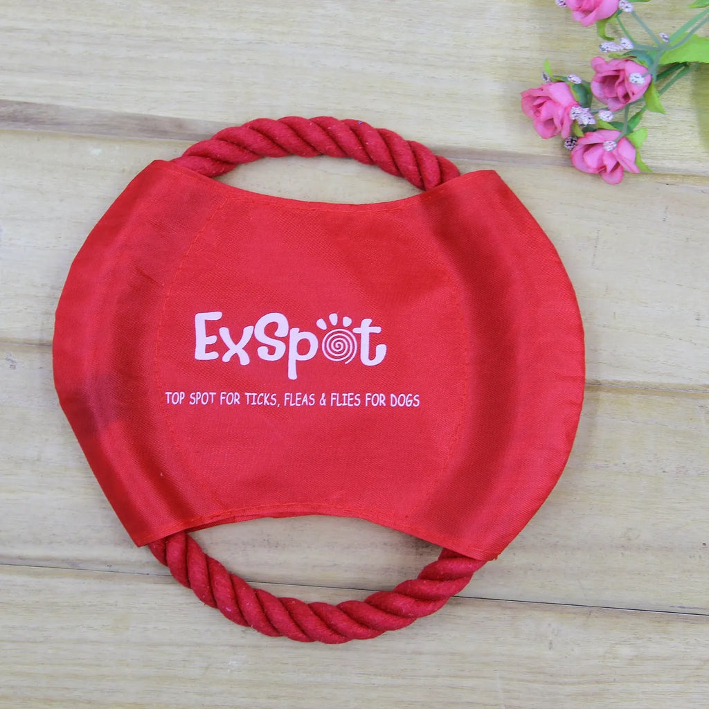 Pet dog flying rope toy canvas disc 19cm diameter for outdoor fetch training