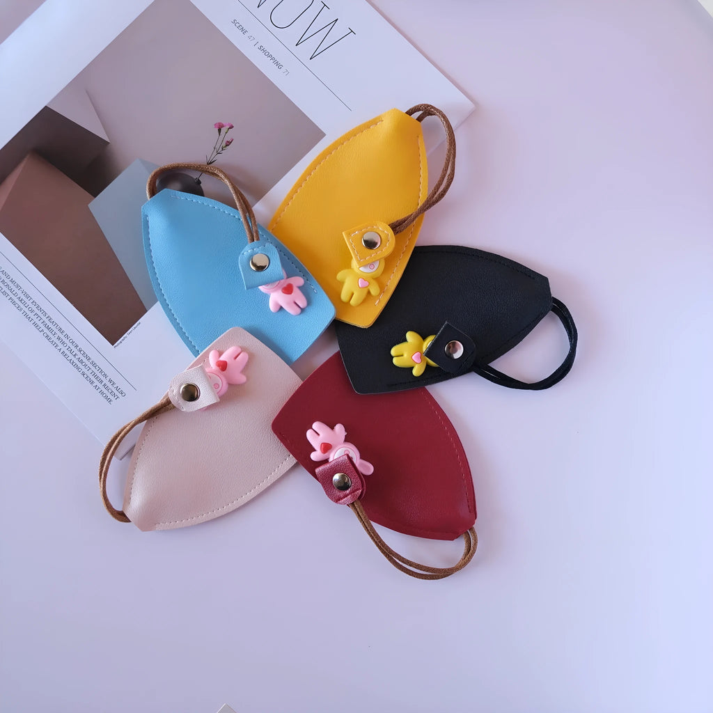 Car key case with RFID protection in black, wine red, sky blue, yellow, and pink colour options.