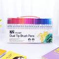 Set of watercolour brush pens with plastic barrels in a case, showing multiple colour options for art and promotion.