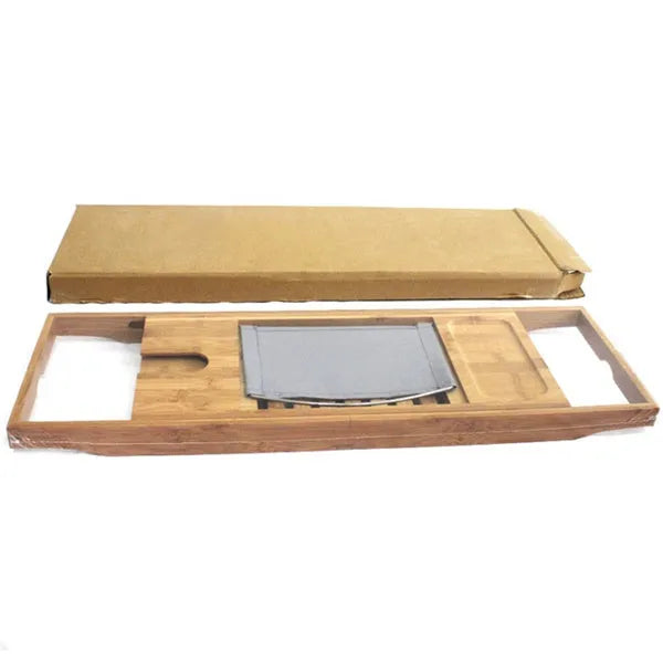 Natural bamboo single-layer bathtub frame desktop organiser for bathroom storage