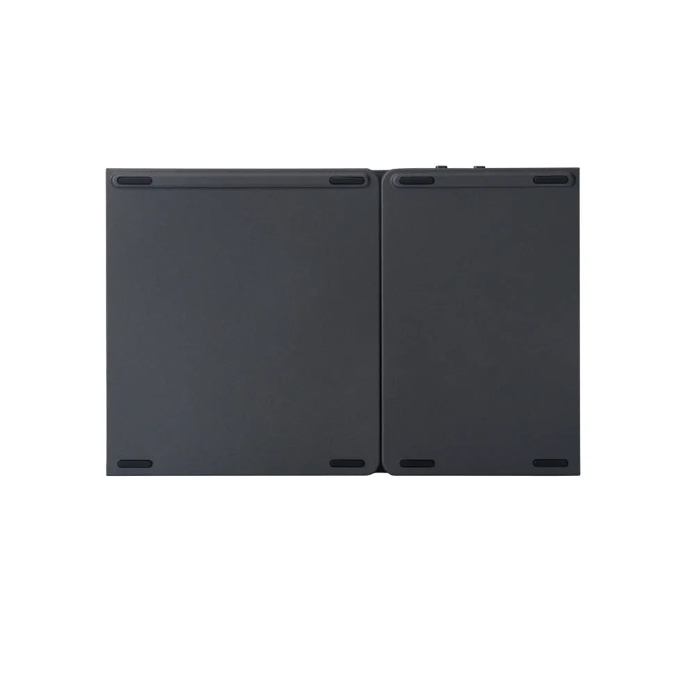 Ultra-thin tri-fold folding touch Bluetooth keyboard shown folded and unfolded with touchpad