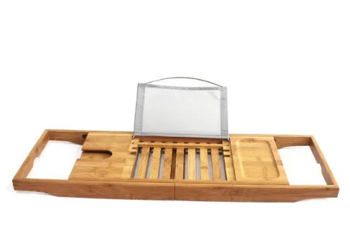 Natural bamboo single-layer bathtub frame desktop organiser for bathroom storage