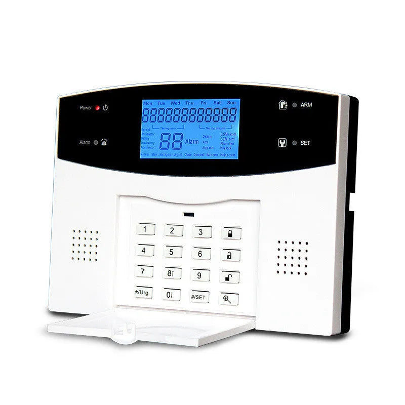 White dual network anti-theft alarm host with mobile card and phone line alarm capability