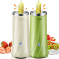 Compact beige white and green automatic breakfast machine for small kitchens