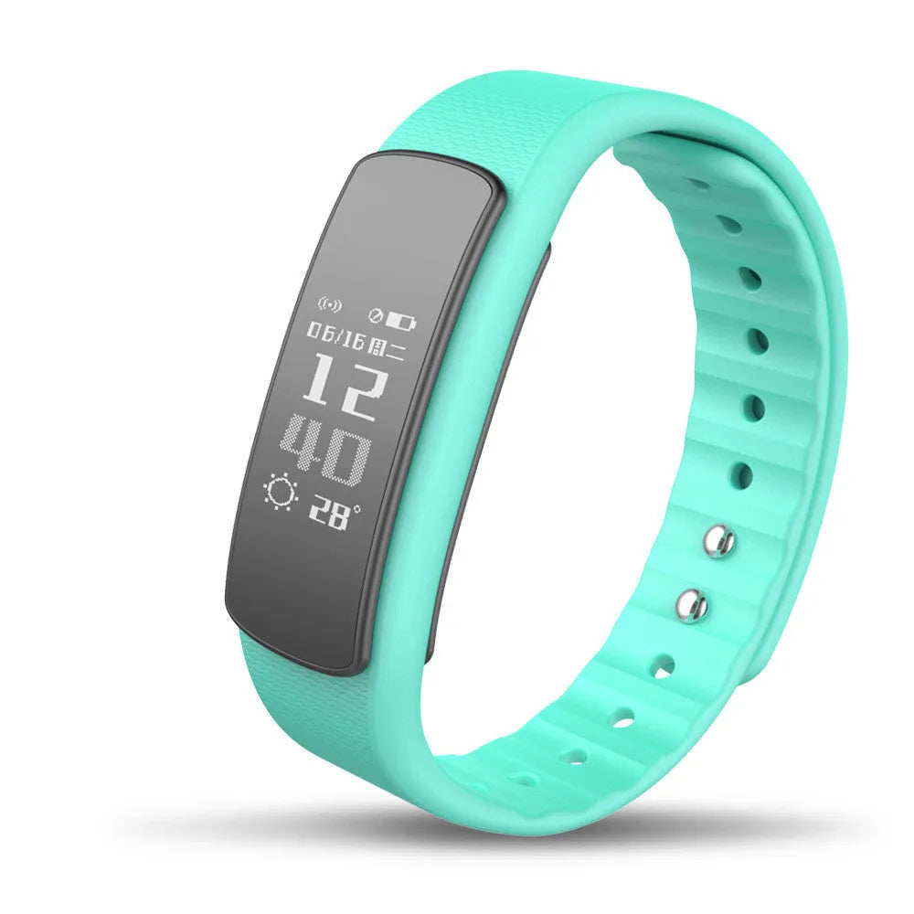 I6 smart sports bracelet with 0.96-inch display on wrist showing health metrics