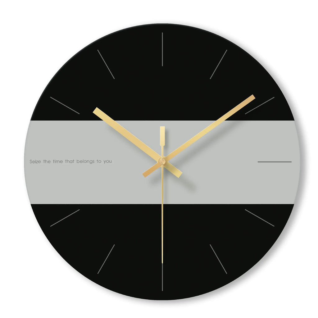 Minimalist transparent tempered glass wall clock, 29.5cm diameter, with silent movement on a white wall.