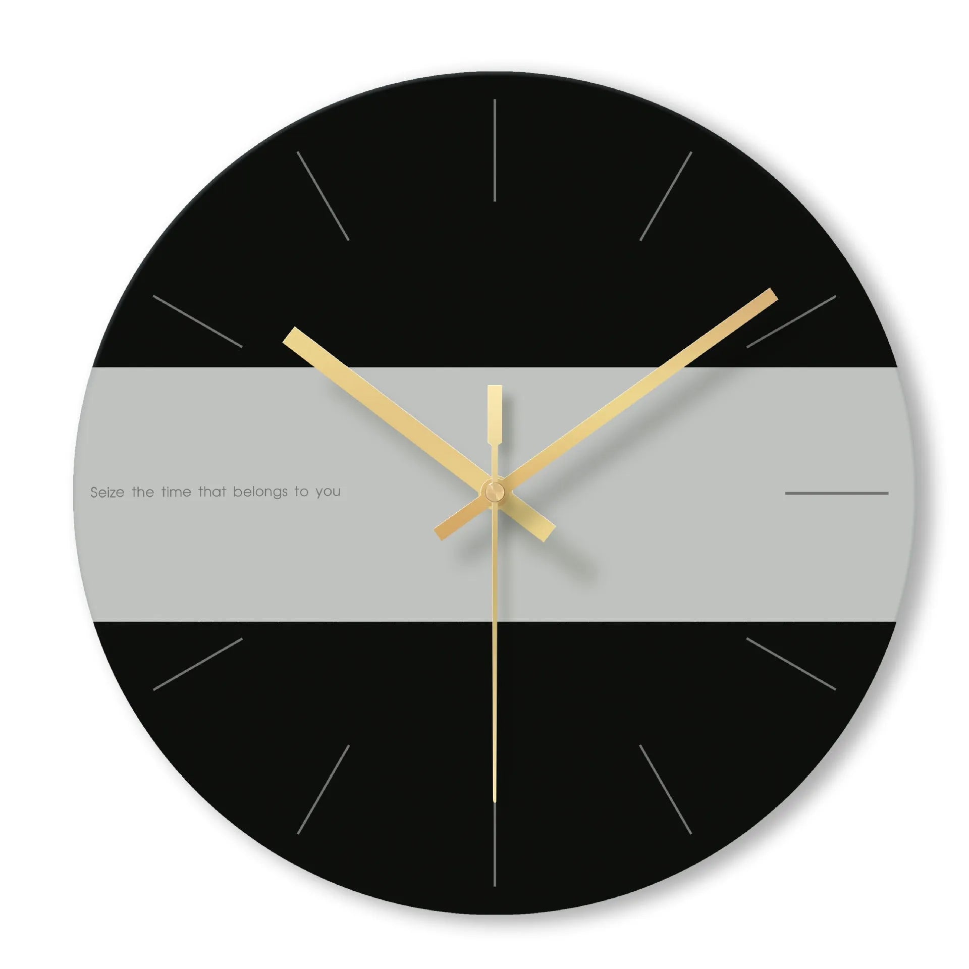 Minimalist transparent tempered glass wall clock, 29.5cm diameter, with silent movement on a white wall.