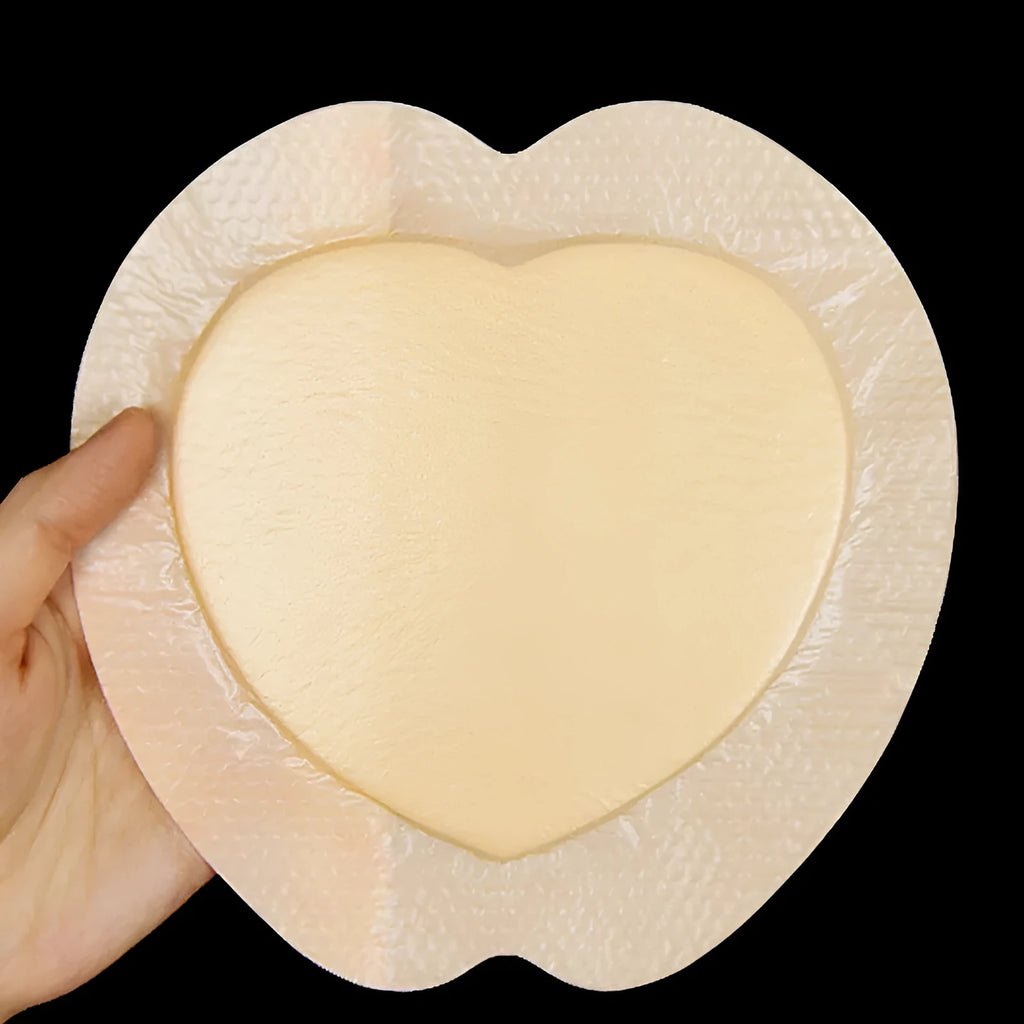 Large skin-coloured silicone foam dressing for bedsore prevention and pressure sore care
