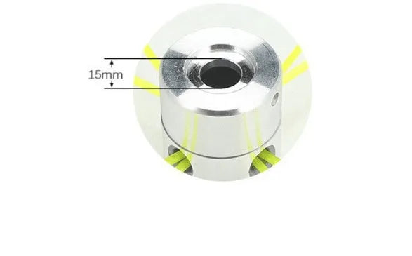 Lawn mower replacement trimmer line pack with silver aluminium head and four light yellow cutting strings