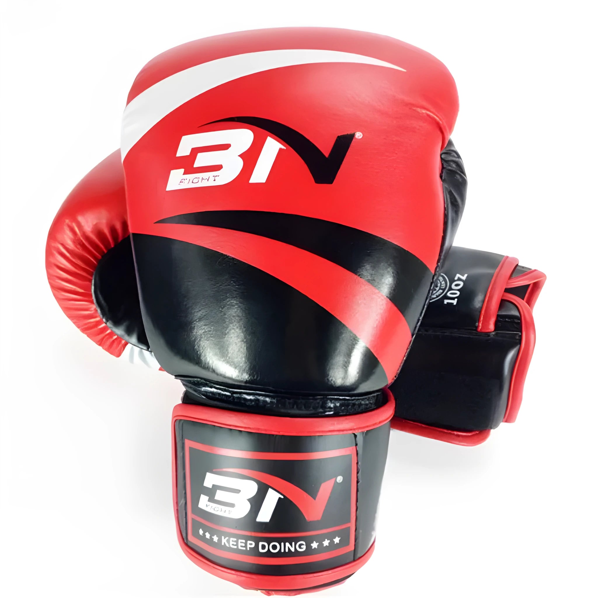 Adult PU boxing gloves in multiple colours including red, blue, white, pink, and orange