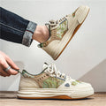 Canvas casual flat shoes in Milan green colour with round toe and flat heel design