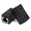 Black RJ45 network cable butt joint extender adapter