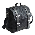 Waterproof canvas motorcycle side bag with cowhide reinforcement in black colour