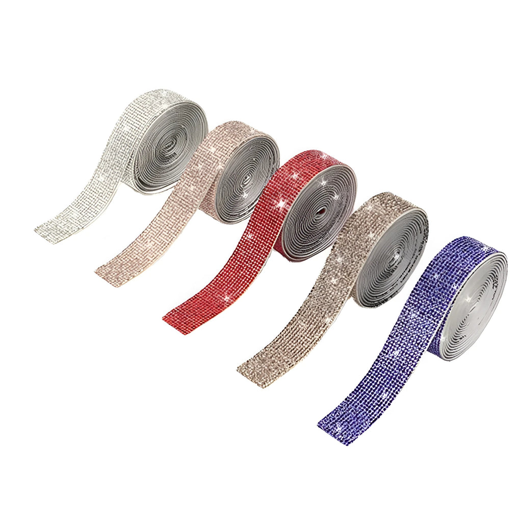 Self-adhesive electroplated glass water drill strip in white and AB colour for clothing decoration