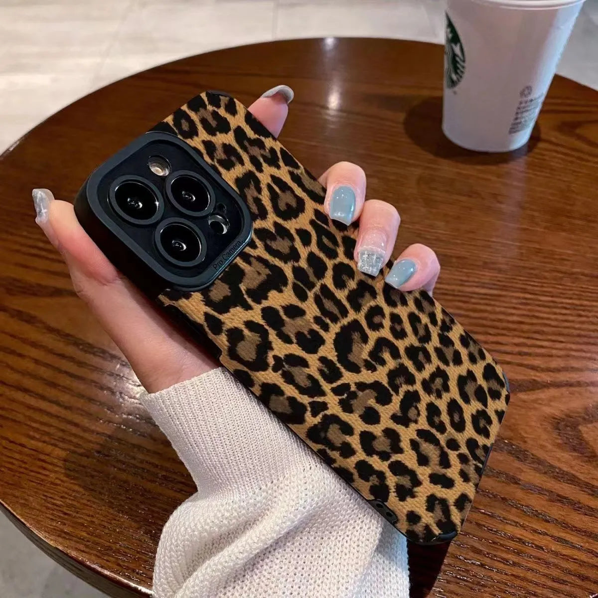 Brown leopard print TPU phone case with three-dimensional relief for Apple iPhone