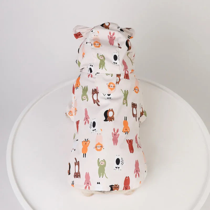 Beige cartoon dog raincoat with waterproof coating on PU material