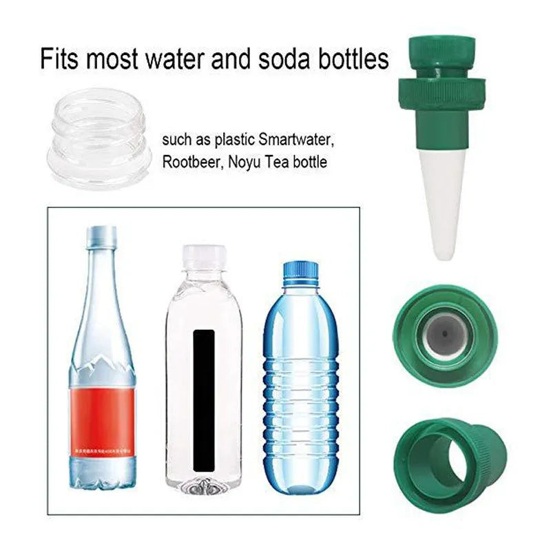 Green ceramic bottle dripper for automatic plant watering measuring 20-24cm in length