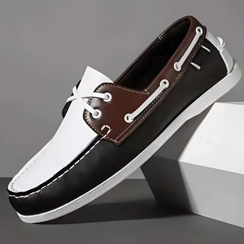 Men's British style casual shoes with artificial PU upper and flat heel.